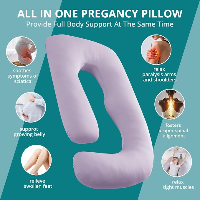 Sasttie Pregnancy Pillows for Sleeping, U Shaped Cooling Full Body Pillow - Image 6