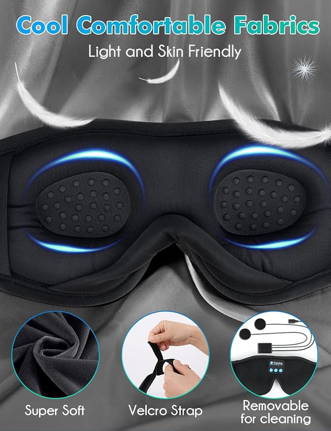 LC-dolida Sleep Mask with Bluetooth Headphones, Sleep Headphones Bluetooth - Image 5