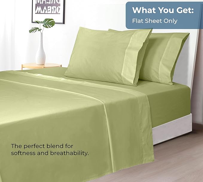 Royale Linens 100% Organic Cotton Twin XL Flat Sheet Only - Image 5
