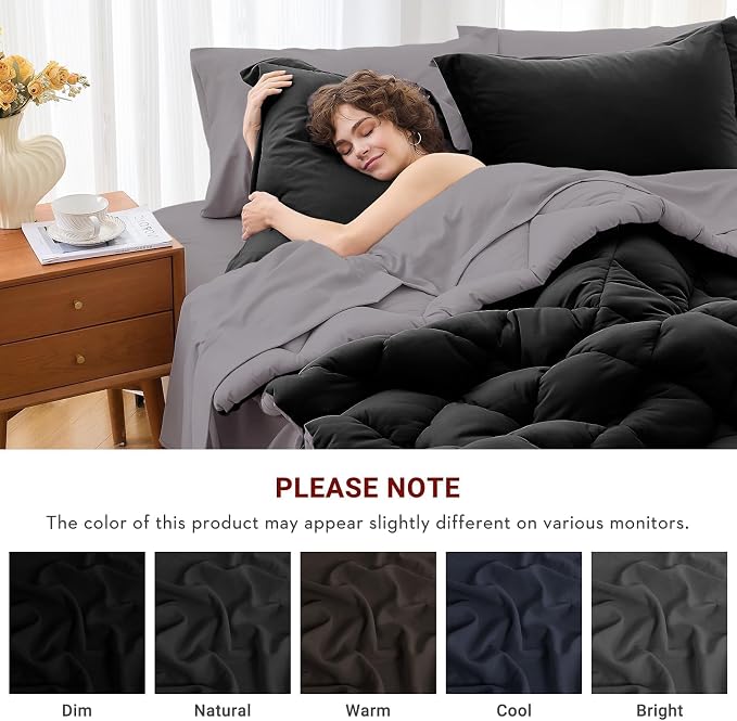 MUXHOMO 7 Pieces King Comforter Set, Reversible Bed in a Bag King Size - Image 4