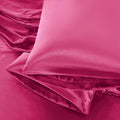 Aormenzy Satin Pillow Cases for Women Queen Size Set of 2, Hot Pink Satin by Aormenzy
