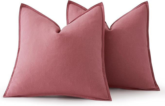 MIULEE Decorative Linen Euro Sham Pillow Covers 24x24 Cranberry Red ​Boho - Image 6