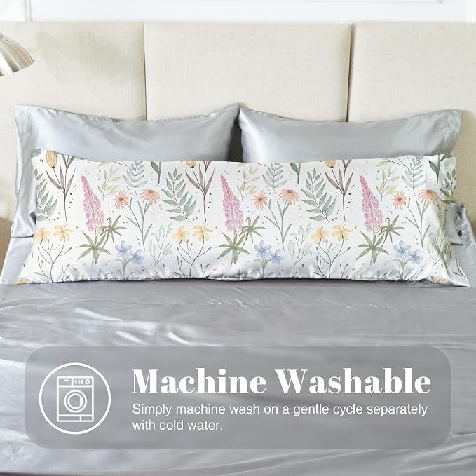 EXQ Home Satin Body Pillowcase for Hair and Skin- Multicolor Printed Flower - Image 4