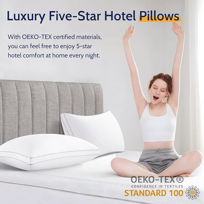 ROUMEA Pillows Queen Size Set of 2, Gusseted Bed Pillows - Image 3