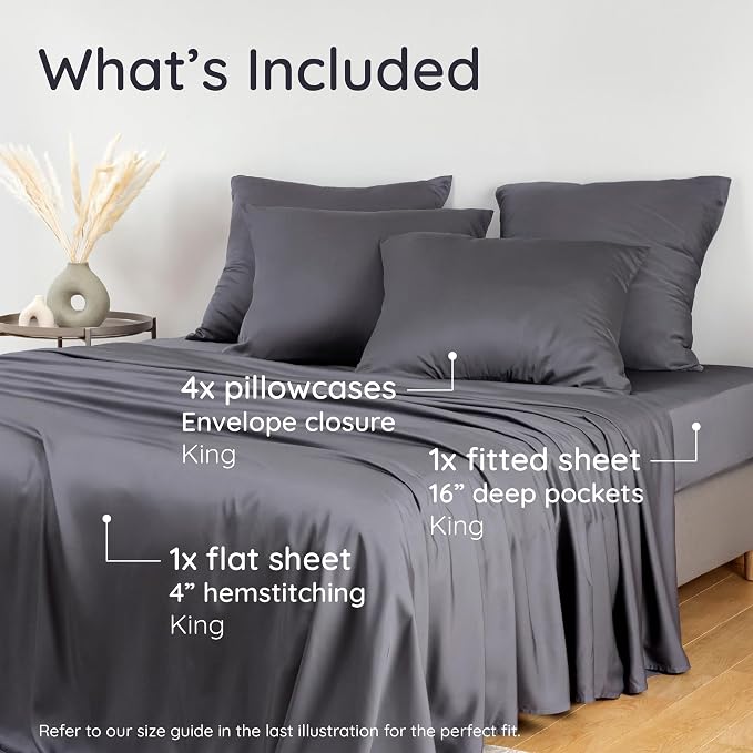 Bambaw 100% Viscose Derived from Bamboo Sheets King Size Set – 6pcs Set of - Image 2