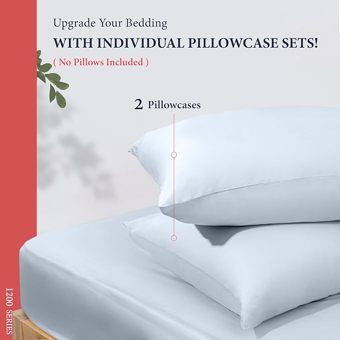 100% Egyptian Cotton Pillow Cases King Size Set of 2 - Image 3