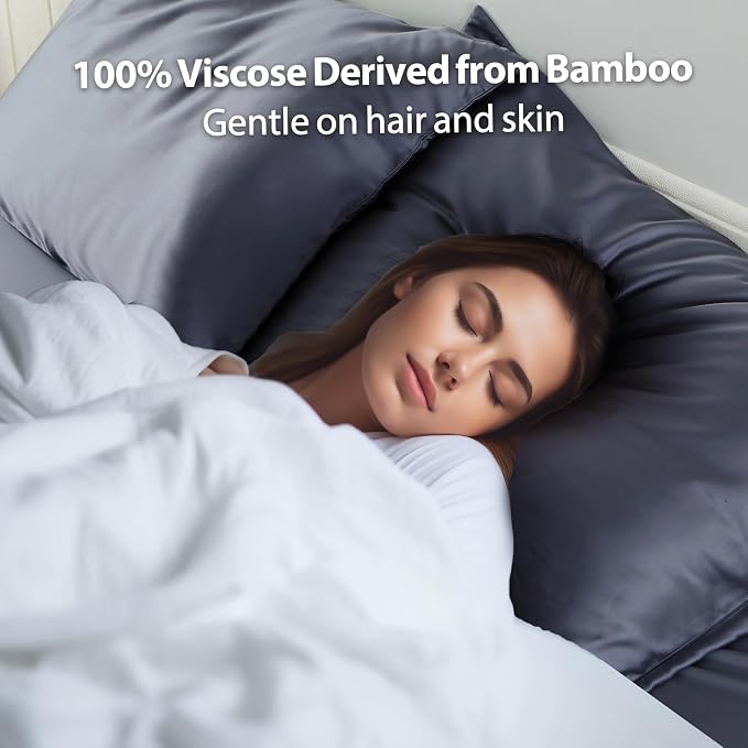 2 Pack Cooling Pillow Cases, Viscose Derived from Bamboo Pillow Protectors - Image 6