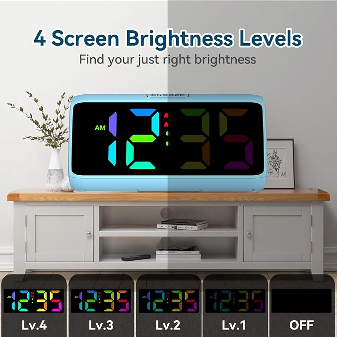 Netzu Loud Alarm Clock for Heavy Sleepers, RGB Alarm Clocks for Bedrooms - Image 5