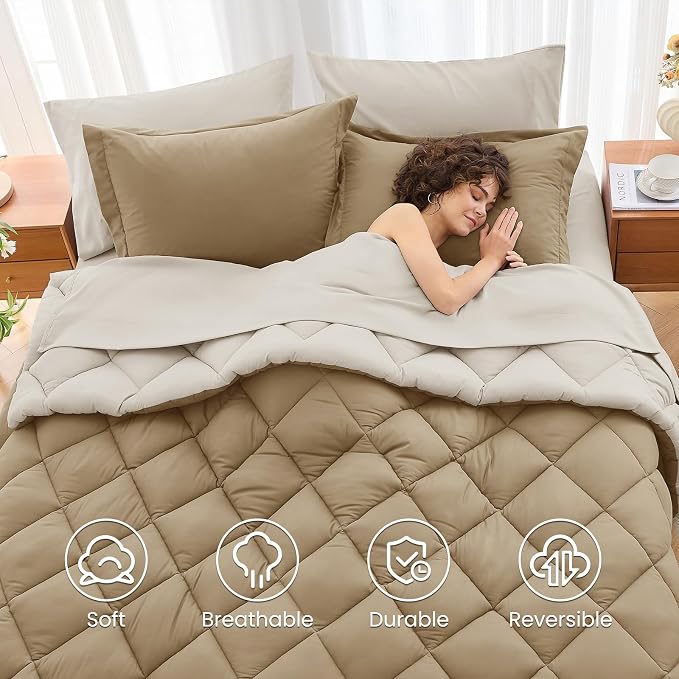 MUXHOMO 7 Pieces King Comforter Set, Reversible Bed in a Bag King Size - Image 6