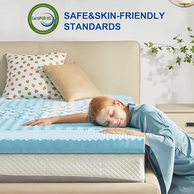 SINWEEK 3 Inch Mattress Topper 5-Zone Memory Foam Mattress Topper Pressure - Image 4