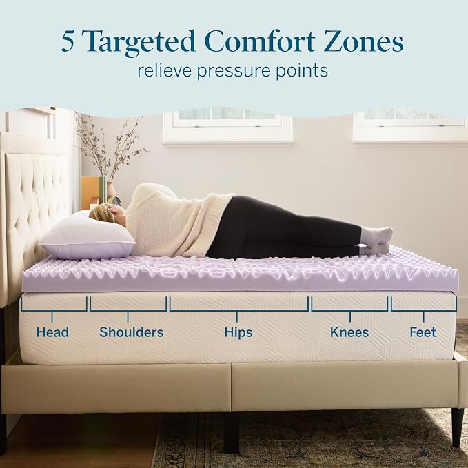 LUCID Lavender Infused 3 Inch Memory Foam Mattress Topper - Image 2