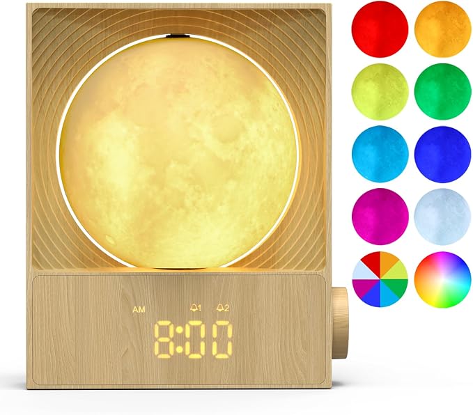 Sunrise Alarm Clock, 360-Degree Rotating Moonlight & 10 White Noise Sounds - Image 9
