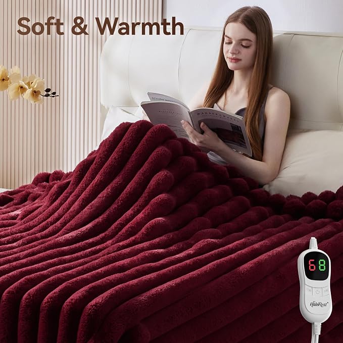 Heated Throw Blanket, Faux Fur Cozy Heating Blanket - Image 6
