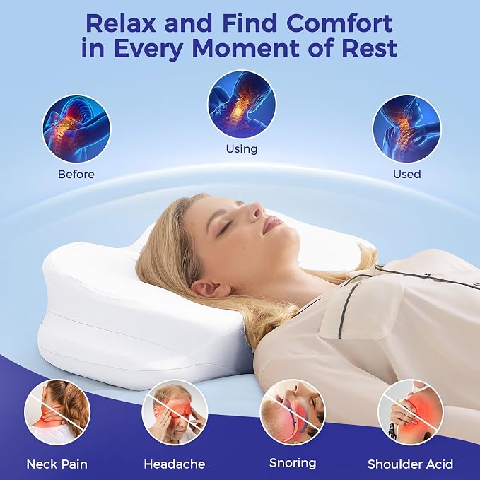 Cervical Neck Pillow for Pain Relief, Ergonomic Contour Pillow for Sleeping - Image 2
