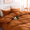 NEXHOME PRO Terracotta Burnt Orange Duvet Cover Set Queen Size Linen Textured by NEXHOMEPRO