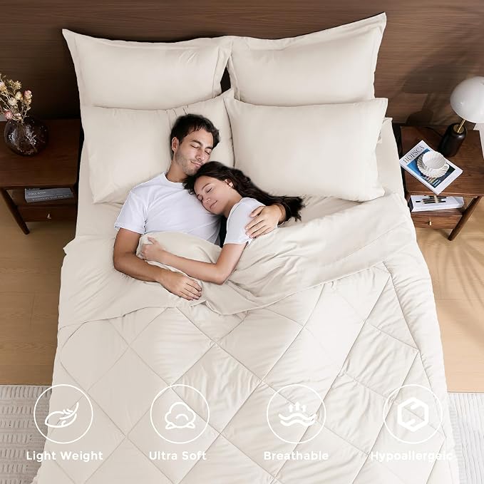 HEVUMYI Ivory Twin-XL Comforter Set - Image 2