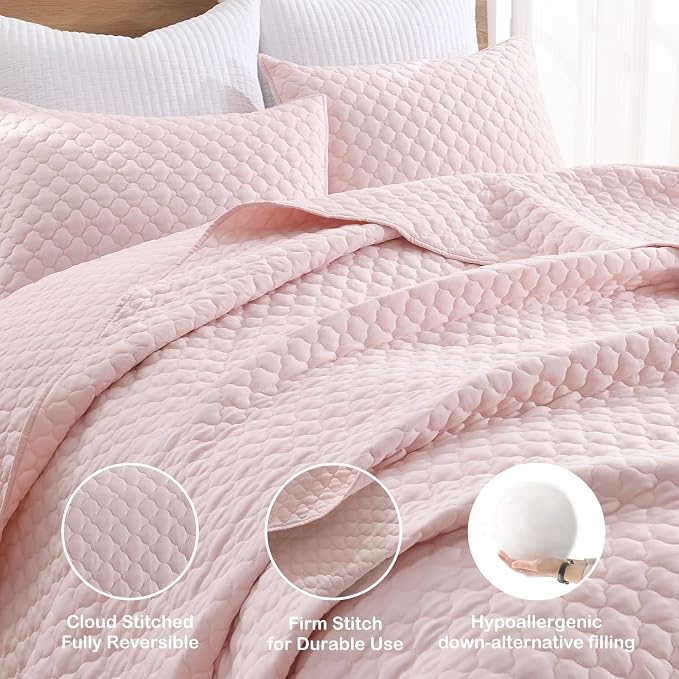 HORIMOTE HOME Quilt King Size Light Pink, Lightweight Quilt - Image 3