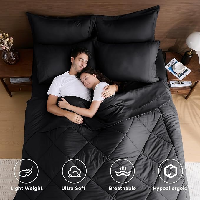 HEVUMYI Black Oversized Queen Comforter Set - Image 2