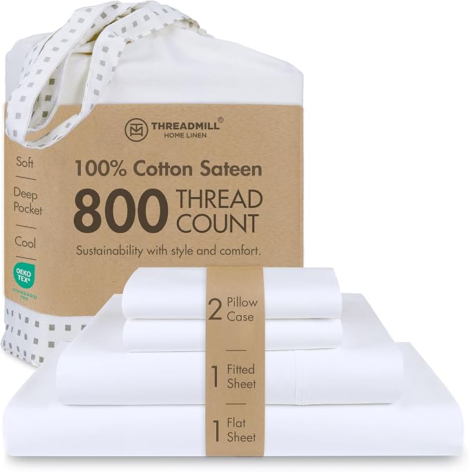 Threadmill Luxury Queen Sheet Set 800 Thread Count by ThreadmillHomeLinen