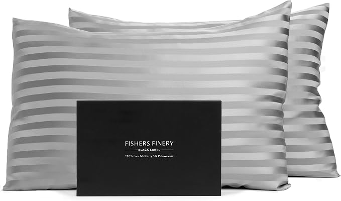 Fishers Finery 30mm 100% Pure Mulberry Silk Pillowcase Set, Quality Tested by FishersFinery