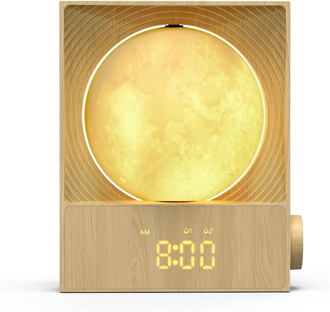 Sunrise Alarm Clock, 360-Degree Rotating Moonlight & 10 White Noise Sounds by Epochleno