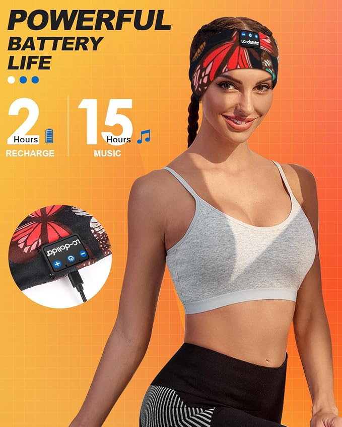 LC-dolida Sleep Headphones Headband Bluetooth 5.4, Sports Headband Earphones - Image 6