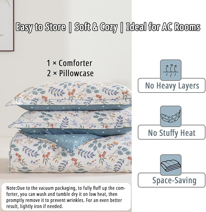 LEMIROE Botanical Cotton Comforter King Size - Image 7