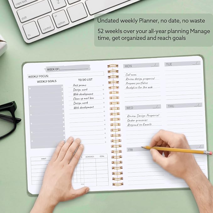Undated Weekly Planner, A5 Weekly To Do List Notebook - Image 7