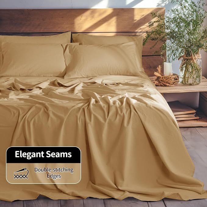 LBRO2M 100% Pure Linen Sheet Set Deep Pocket Up to 16" Bed Sheets Sets - Image 7