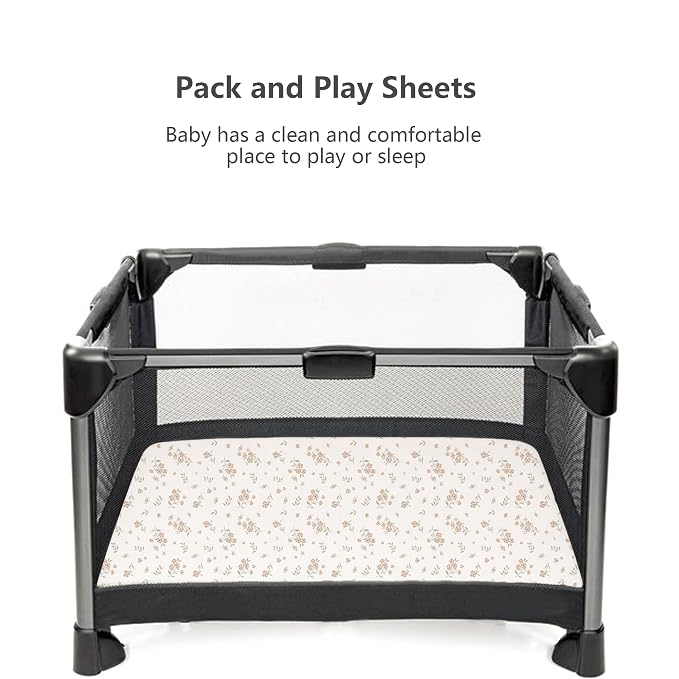 Konssy Muslin Mini Crib Sheets, 100% Soft Cotton Pack and Play Sheets - Image 5