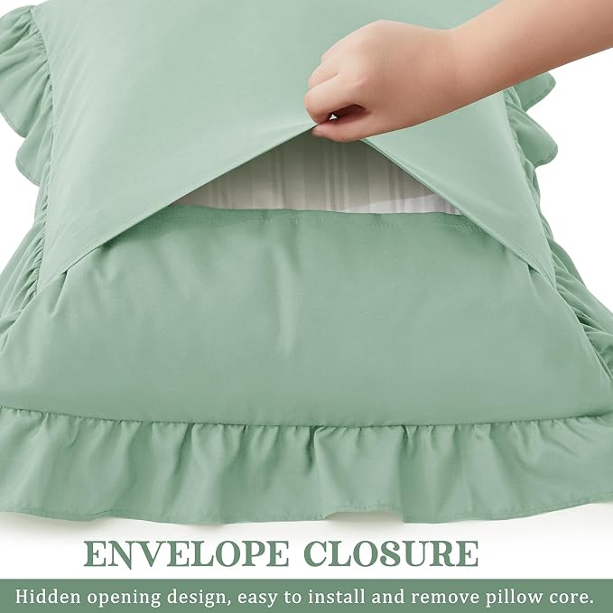 KKJIAF Ruffle Pillow Cases Standard Size Set of 2, Ruffled Pillow Covers - Image 5