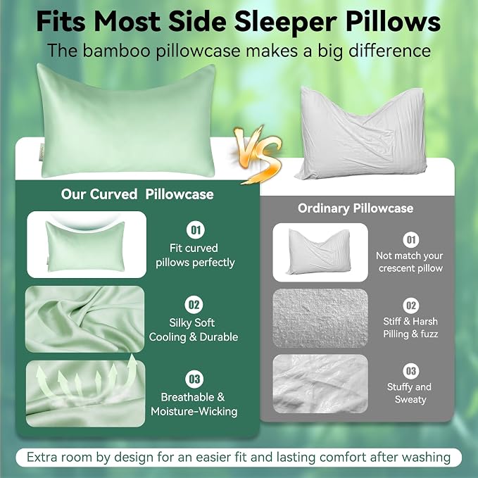 Cooling Curved Pillowcase for Side Sleeper Pillow - Image 2
