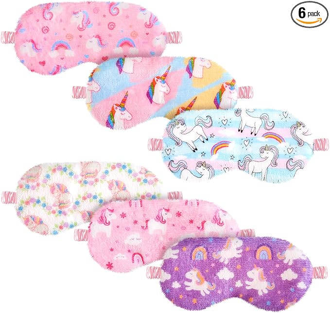 Cuffbow 6 Pack Plush Sleep Mask Set, Cute Plush Eye Masks by Cuffbow