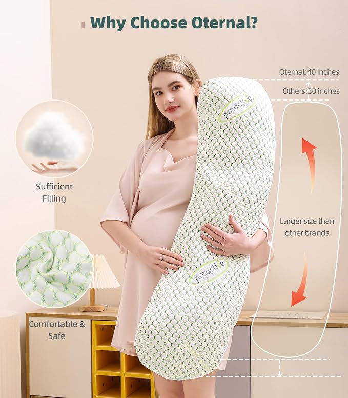 Oternal Pregnancy Pillow for Pregnant Women, Soft Pregnancy Body Pillow - Image 6