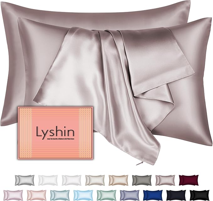 Silk Pillow Cases 2 Pack Queen Size by LYSHINSILKPILLOWCASES