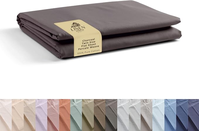 Linen Home 100% Cotton Percale 1 Flat Sheet, Twin Size by LINENHOME