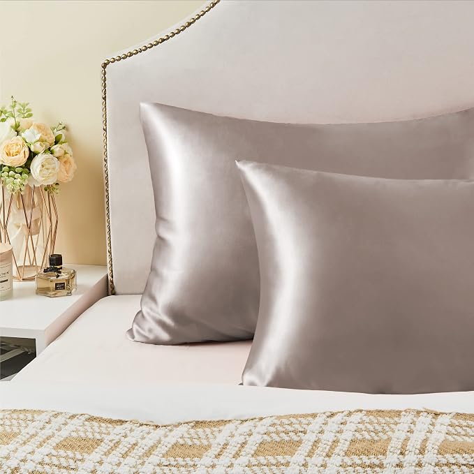 BEDELITE Satin Pillowcase with Zipper, Rose Taupe King Size Pillow Cases Set of - Image 6