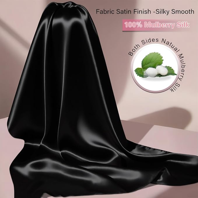 Mulberry Silk King Size Pillow Cases Set of 2, Ultra Smooth Soft Breathable - Image 2