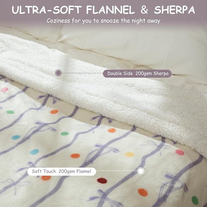 Purple Bow Electric Throw Blanket 50" x 60" - Image 3