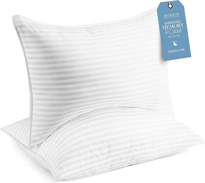 Beckham Hotel Collection Shredded Memory Foam Pillow 2-Pack Queen | Adjustable by BeckhamHotelCollection