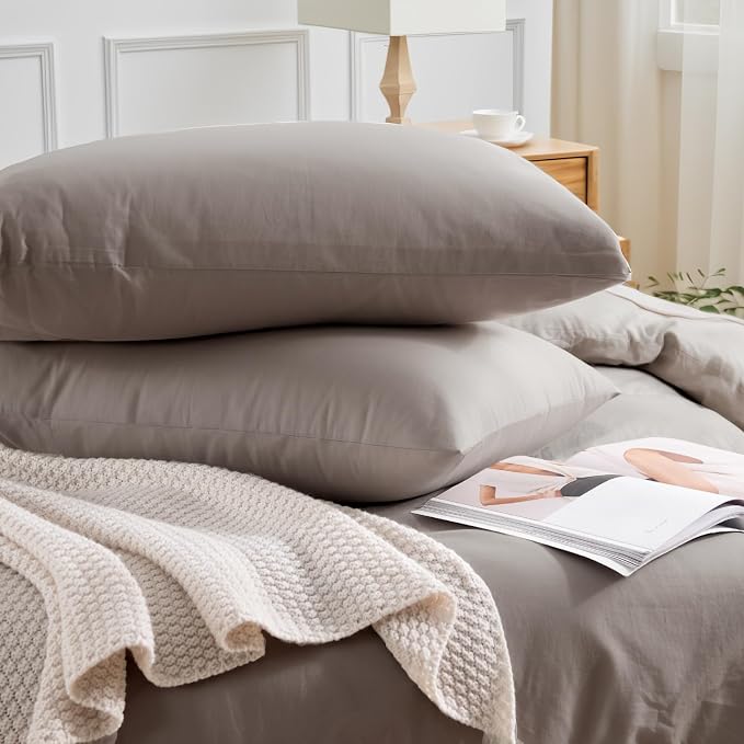 NEXHOME PRO Duvet Cover Set 100% Washed Cotton Super King 108"x98", Organic - Image 5