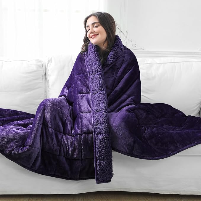 Aemicion Weighted Blanket for Adults, Fluffy Soft Sherpa Heavy Weighted Blanket by Aemicion