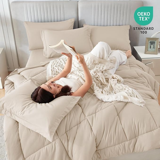 Sasttie King Size Comforter Set, 7 Pieces Bed in a Bag King, Complete Bedding - Image 5