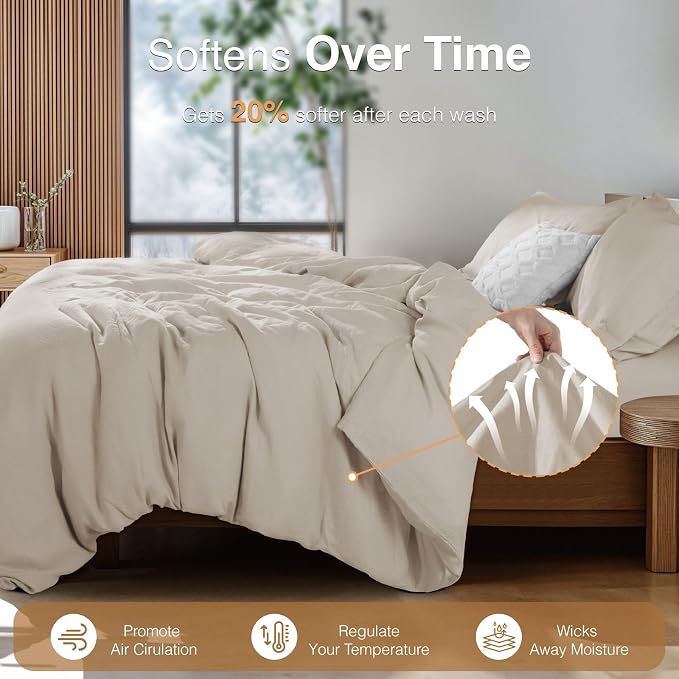SONORO KATE 100% French Linen Duvet Cover, Soft Breathable - Image 5
