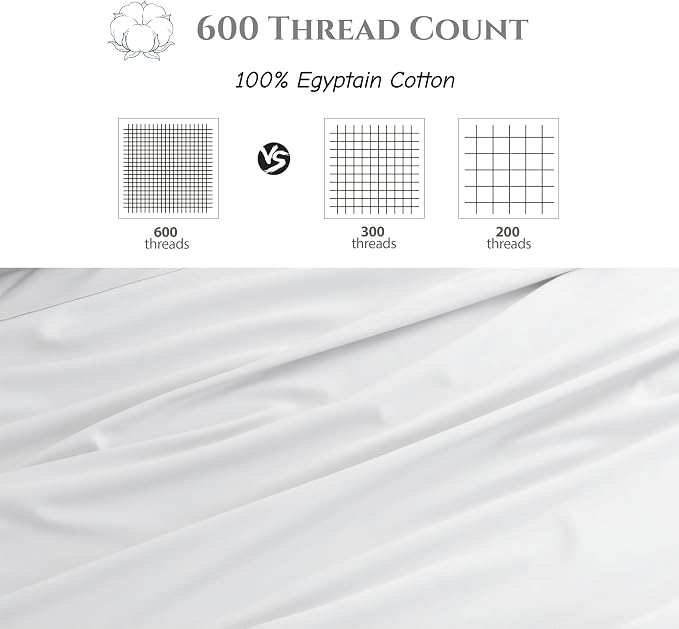 Cotton Flat Sheets Only, 600 TC 100% Cotton Flat Sheet Top Sheet Only, Queen - Image 3