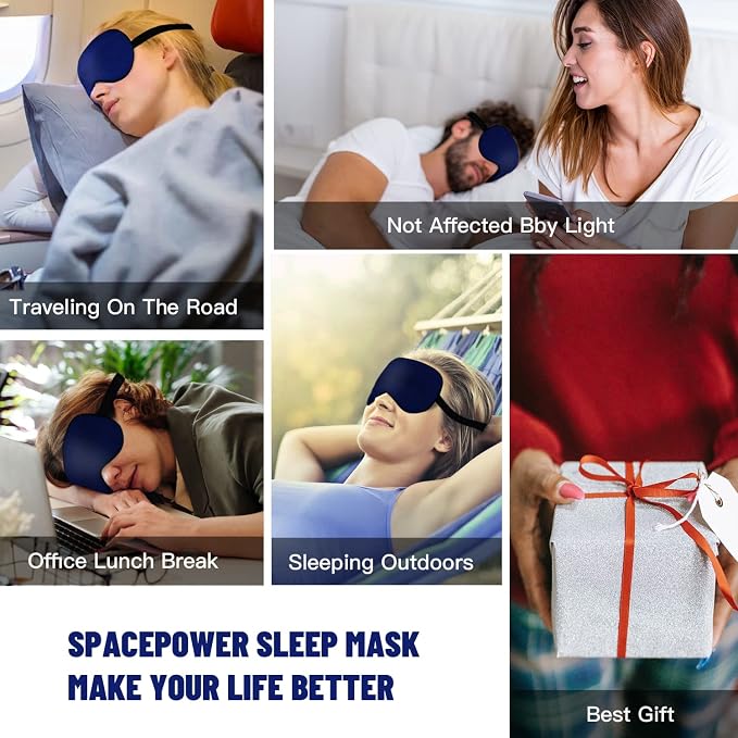 Silk Eye Mask with Adjustable Strap, Satin Blackout Sleeping Mask - Image 5