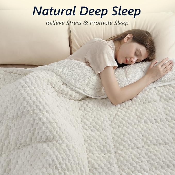 Mr. Sandman Weighted Blankets for Adults Queen Size 25lbs, Warm Sherpa Fleece - Image 3