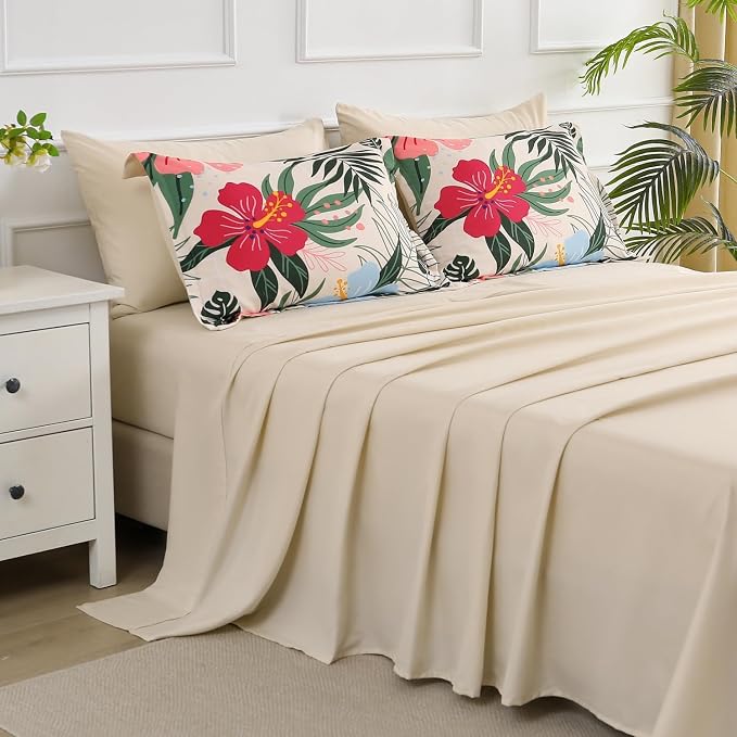 Yogeneg 7 Piece Bed in a Bag Queen Size Comforter Set Beige Bedding Set - Image 4