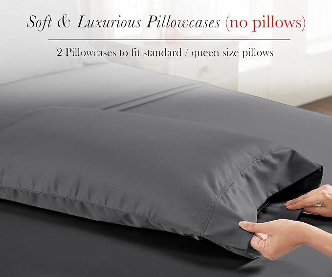 California Design Den 100% Egyptian Cotton Pillowcases Standard Set of 2 - Image 4