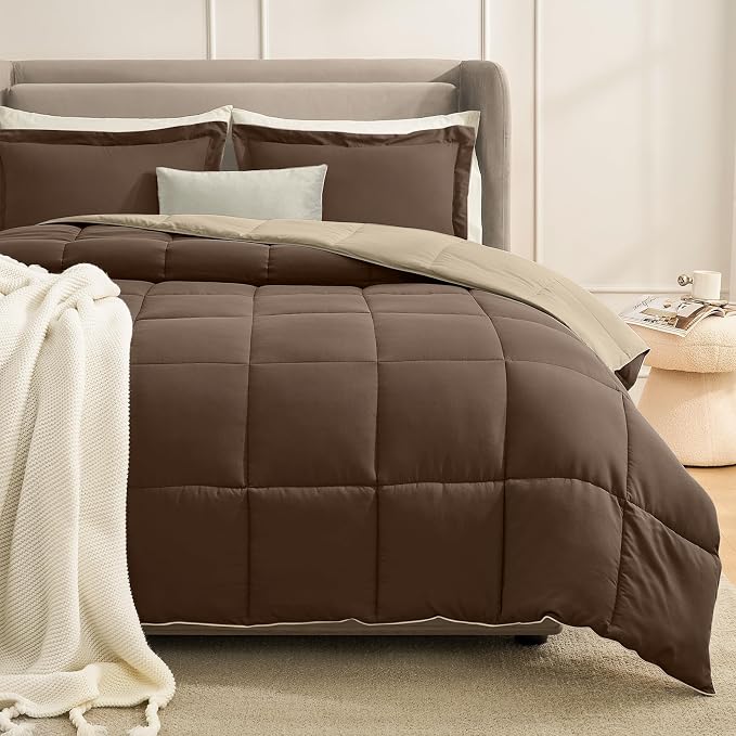 Homelike Moment Oversized Queen Comforter Set Brown, Lightweight Reversible by HomelikeMoment